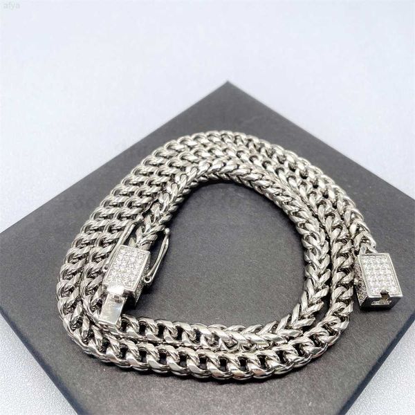 

wholesale 316l stainless steel cz diamond clasp 4mm hip hop rope chain, Silver