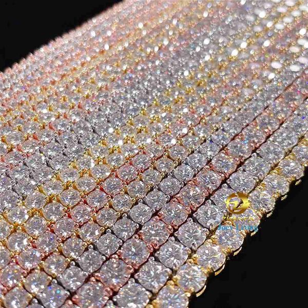 

pass diamond tester gra certificate hip hop 2mm 3mm 4mm 5mm 6.5mm silver vvs moissanite iced out tennis chains