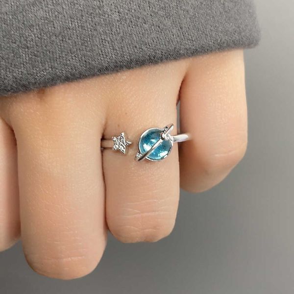 

band rings vintage rotatable star moon anxiety ring women opal planet relief spinner fidget rings party jewelry gifts g230327, Silver