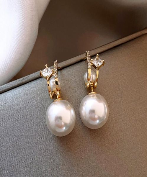 

women pearl earings designer jewelry luxurys studs earrings 925 silver boucle hoops with box new1768825, Golden;silver