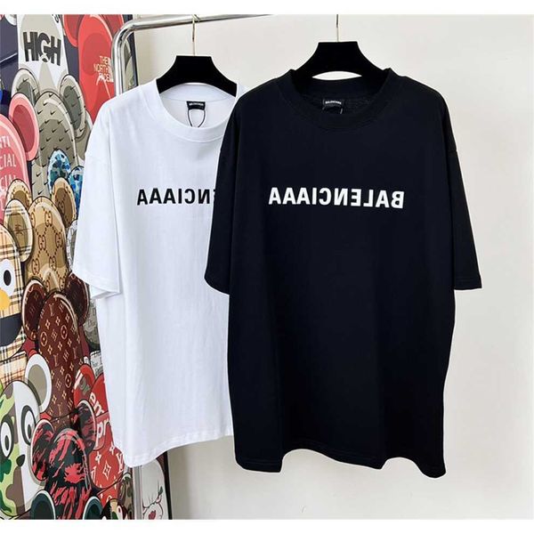 

80% off factory outlet online 23 new high edition family reverse letter print short sleeve crew neck summer fashion t-shirt men and women co, White;black