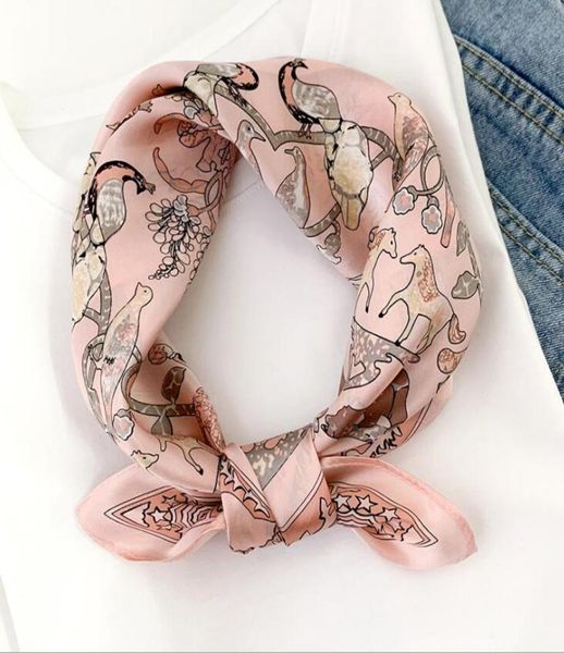 

small square scarf female spring and autumn korean silk thin models wild temperament decorative silk scarves small net red scarf4240065, Blue;gray