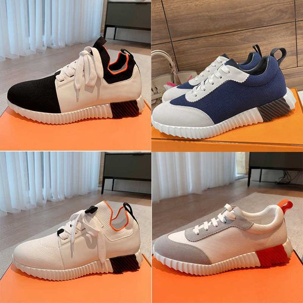 

designer men depart sneakers platform bouncing trainer leather trendy knit mesh men knit skateboard rubber runner sole casual sport shoes 35, Black