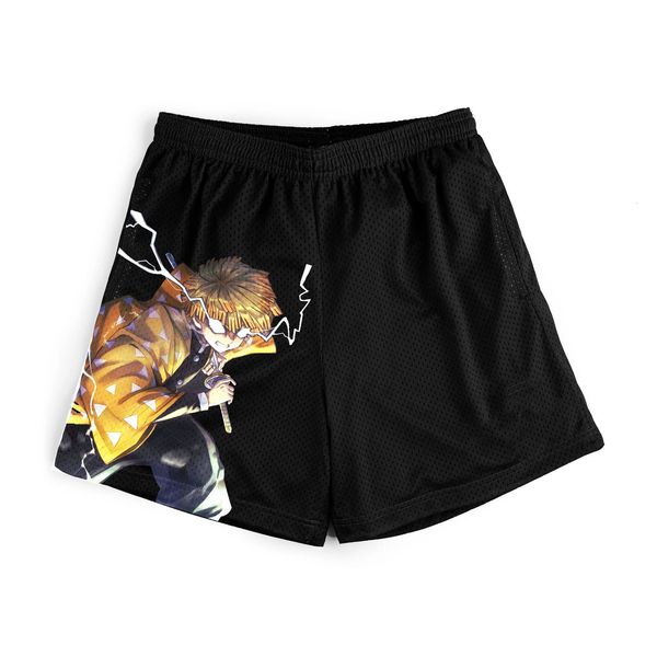 

men's shorts anime demon slayer sports causal breathable beach short devil fruit print cartoon swimtrunks oversized 6xl gym 23327, White;black