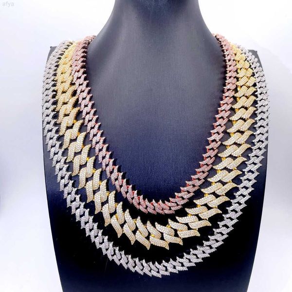 

12mm 20mm width vvs moissanite 925 sterling silver diamond cuban link chain icedout