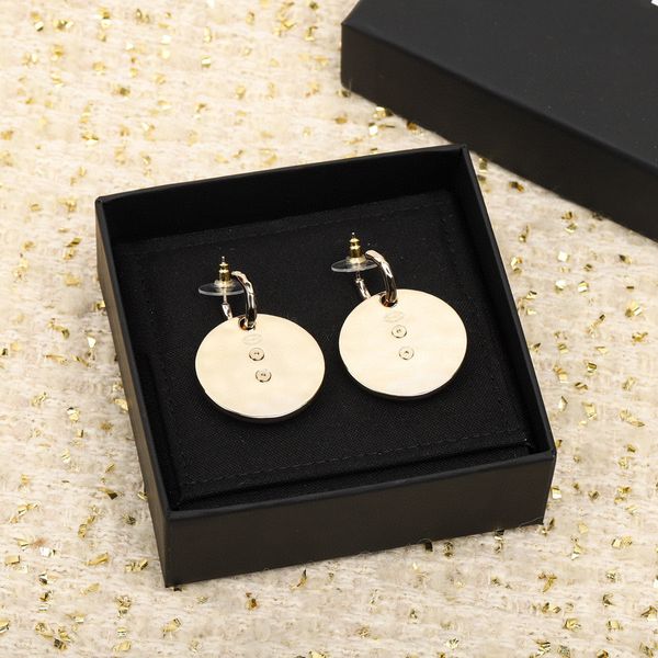 

2023 luxury quality charm round shape pendant necklace with sparkly diamond drop earring bracelet in 18k gold plated have box stamp ps7709a, Golden
