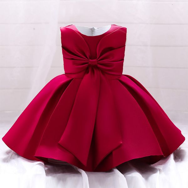 

girl's dresses summer baptism bow princess party clothing kids costume toddler girl clothes elegant 1st birthday dress vestido christen, Red;yellow
