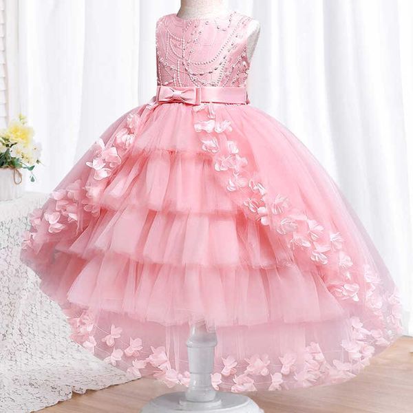 

girl's dresses new baby lace princess dress for girl elegant birthday party trailing dress baby girl's christmas clothes 3-12yrs p, Red;yellow