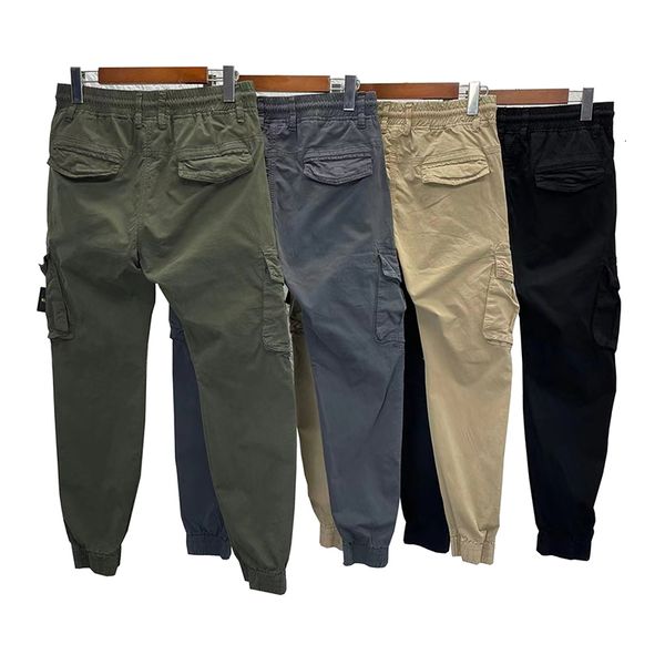 

men's pants spring summer cargo pants men clothing large pockets trousers sports casual overalls elastic waist techwear streetwear ma51, Black
