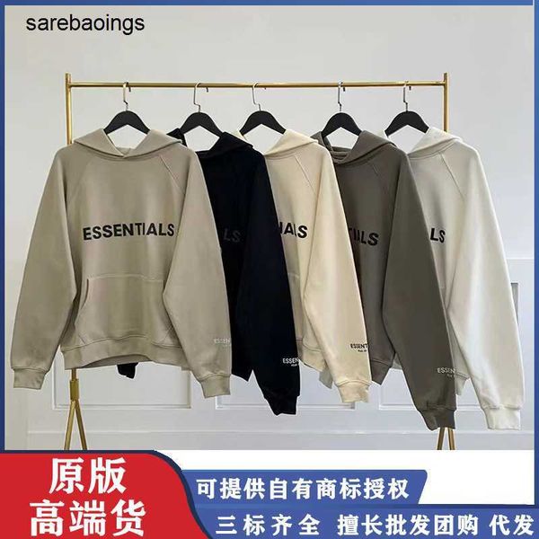 

fos arder hirt fos double threading eential hoodie men and women 22 autumn winter new silicone letter couple pullover, Black