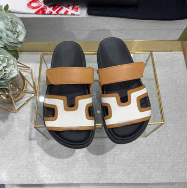 

2023 designer chypre h slippers beach classic flat sandals summer lady leather flip flops women lady girls slides size 35-40, Black