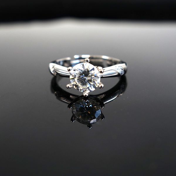 

1ct moissanite ring for women sparkling lab grown diamond wedding band s925 solid silver jewelry wholesale, Slivery;golden