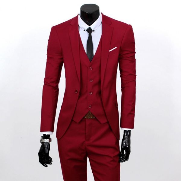 

men s suits blazers 3 pcs set business blazer vest pants m 4xl slim fit solid color men formal male wedding set trajes de hombre 230328, White;black