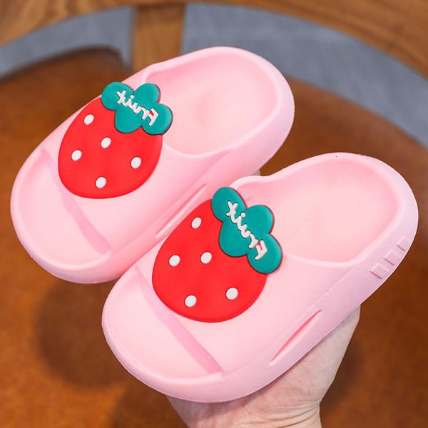 

slipper cute little girls summer flip flops soft sole kids home slippers child antislip bathroom animals baby indoor slides 230328, Black;grey