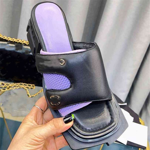 

summer popular women's sandals 2023 fashion channel luxury brand business work leisure travel letter logo women's high heels men&#, Black