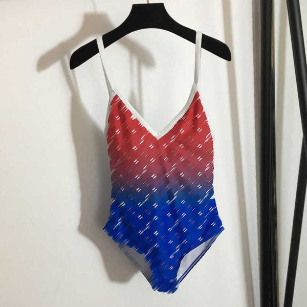 

23ss designer bikini bathing suit womens swimwear new bikini set new gradient color logo print backless one-piece swimsuit women clothes a1, White;black