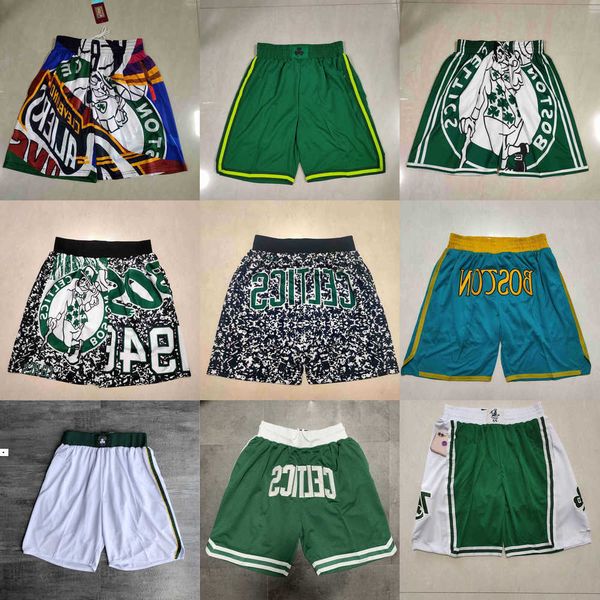 

2023 boston''celtics''men throwback basketball shorts pocket, Black