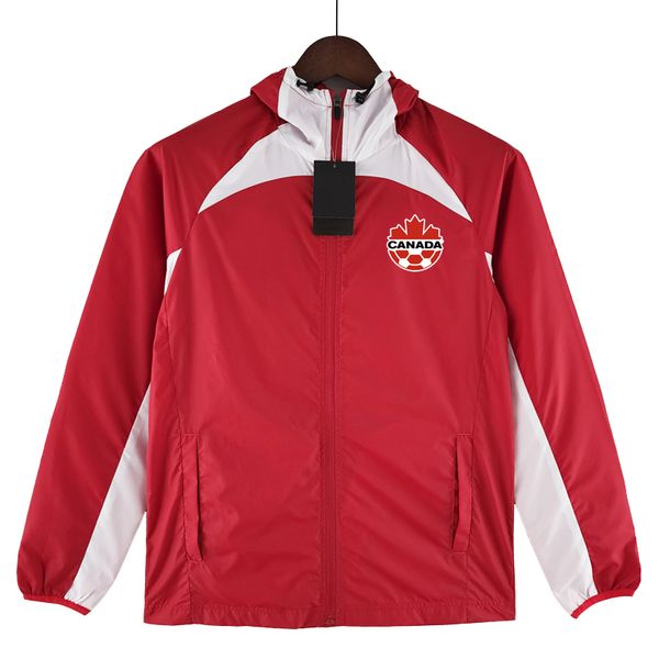 

2023 canada mens jackets full zipper hooded soccer windbreaker hoodie windproof football jacket winter sports windbreakers coats size s-2xl, Black;brown