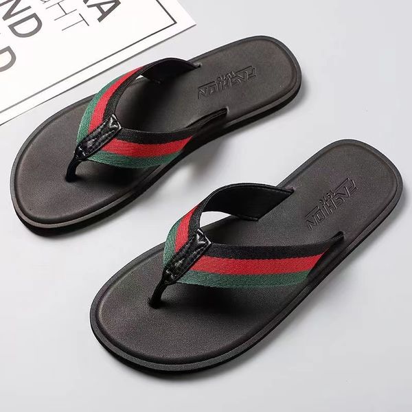 

slippers oraqwlj men flip flops luxury trend slipers shoes outdoor beach elegant slippers non-slip flip flops big size 47 48 230327, Black