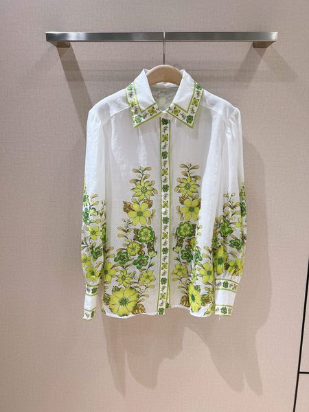 

lantern sleeve shirt printed fashionable and slim waist, White