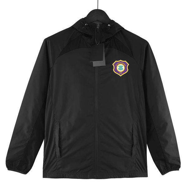 

2023 fc erzgebirge aue mens jackets full zipper hooded soccer windbreaker hoodie windproof football jacket winter sports windbreakers coats, Black;brown