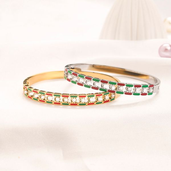 

designer bracelet chain jewelry classic bracelets link women brand letter 18k plated red green geometry stainless steel love gifts wristband, Black