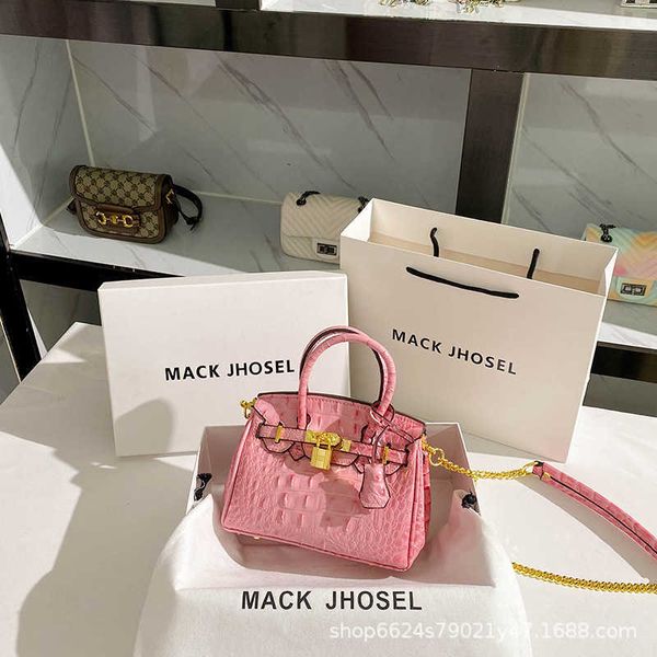 

h bag crocodile pink girl bag 2022 spring new portable messenger kel bag avkd