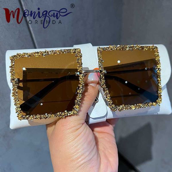 

classic vintage square sunglasses woman brand designer diamond sun glasses mens retro rimless shades lentes para el sol mujer230328