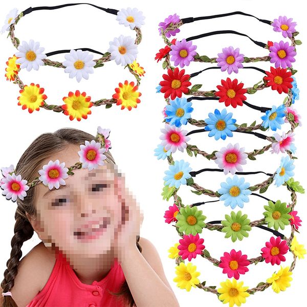 

2023 bohemian sunflowers daisy flowers headband ladies hairband hair ornaments floral summer sea beach hair accessories headwear, Silver