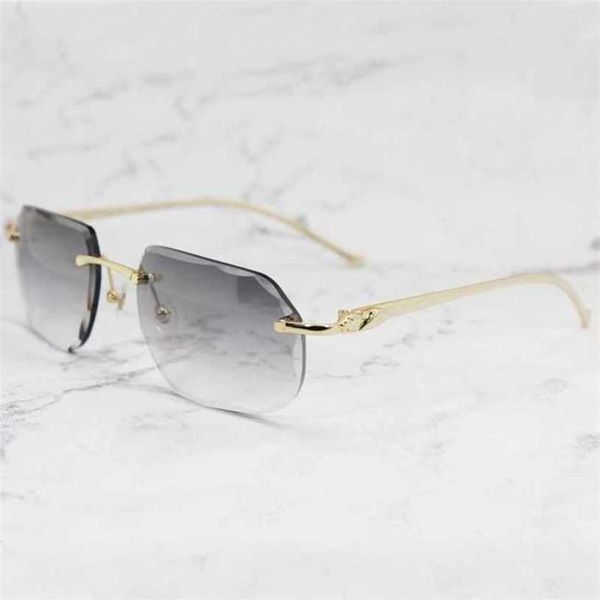 

luxury designer sunglasses 20% off mens rimless panther diamond cut stylish glasses vintage driving shades gafas, White;black