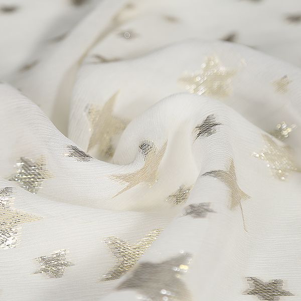 

gold and silver stars pattern cut cloth fabric cheongsam dress silk chinese fabric, Black;white