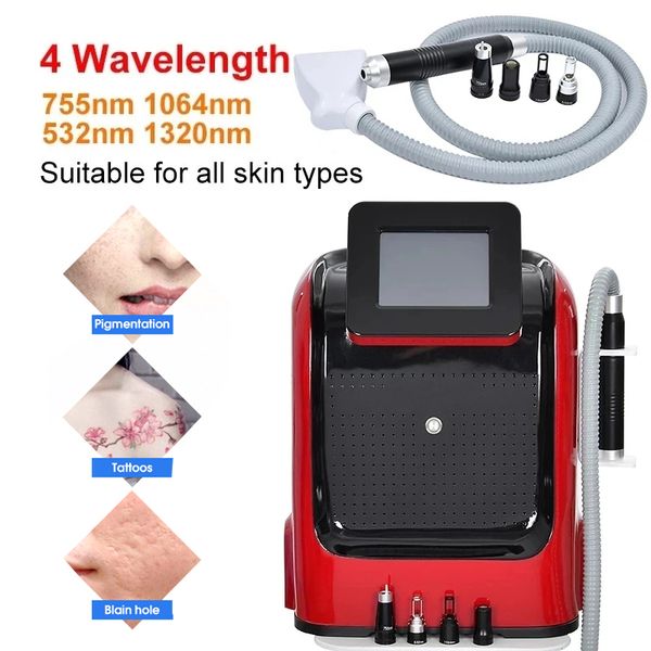 

portable picosecond 1064nm 755nm 532nm tattoo removal machine pico skin rejuvenation q switched nd yag laser pigment removal for beauty salo, Black