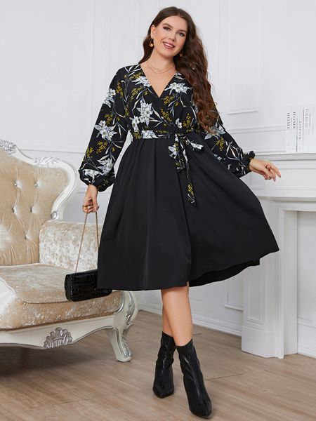 

plus size dresses plus size dresses for women casual clothing v neck long sleeves elegant party black large size female midi dress 3xl 4xl 2