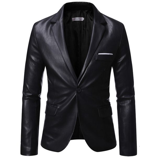 

men's suits blazers autumn winter men's business luxury blazer fashion banquet leather dress suit jacket slim texture pu coat 6xl, White;black