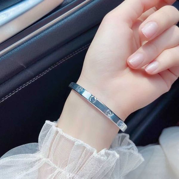 

designer bracelet carti love bangle silver female silver closed mouth single simple and versatile engraved for girlfriend, Black