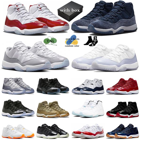 

with box j11 cherry 11s basketball shoes cement grey cool grey space jam gamma blue pure violet jumpman 11 mens trainers women sneakers spor, White;red