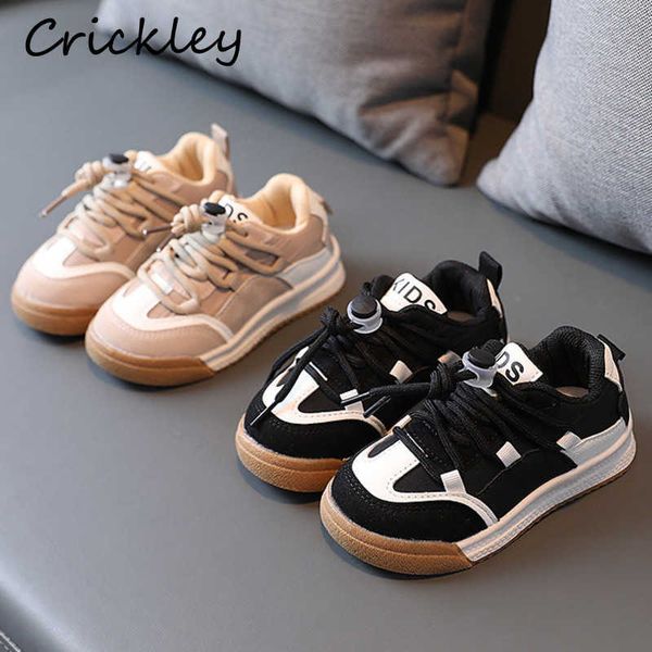 

athletic outdoor new patchwork kids sneakers pu soft sport shoes for baby boys girls sports slip on breathable toddler children's runni, Black
