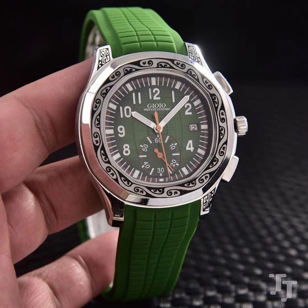 

mens automatic mechanical black green red blue rubber watch 0, Slivery;brown