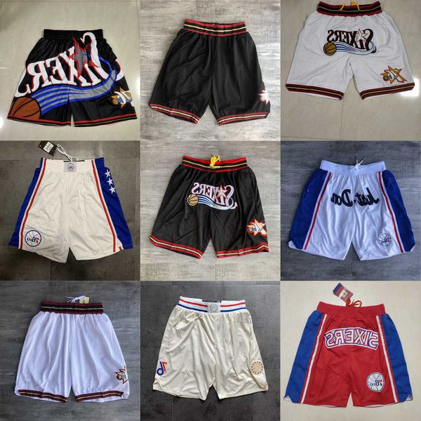 

2023 philadelphia''76ers''men throwback basketball shorts pocket, Black
