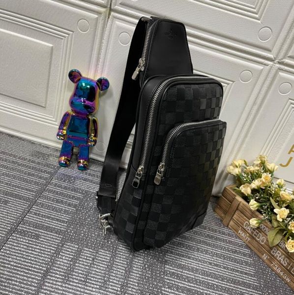 

luxurys designer avenue shoulder bags 7a men double zipper crossbody bag fashion wallets genuine leather sporty travel outdoor packs chest p, Red;black