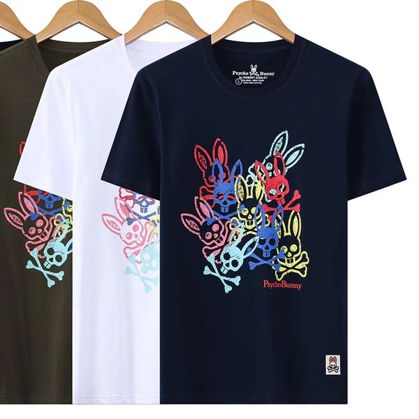 

mens fashion psychological rabbit t shirt casual polo shirt summer slim fit short sleeve skull rabbit print crew neck m  xl xxl xxxl, White;black