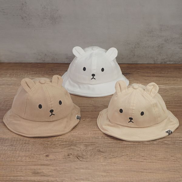 

caps hats baby boy girl sun spring summer bucket cute bear ear born panama cap solid color outdoor beach kids 230328, Yellow