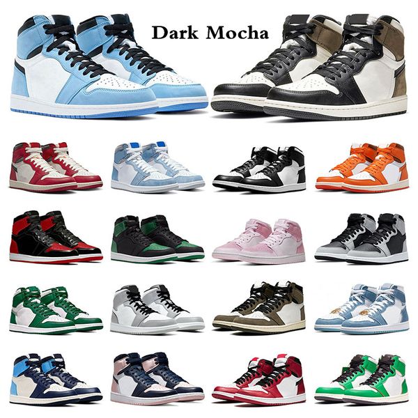 

1s men basketball shoes 1 mens running sneakers chicago lost and found university blue dark mocha hyper royal starfish black white digital p