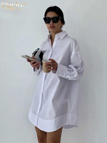 

women's blouses shirts clacive white loose lapel women's shirt 2021 autumn long sleeve fashion blouses casual office single-breast