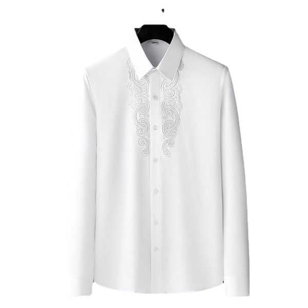 

men's casual shirts european and american simple line placket fashion drill long sleeve shirt men's 2023 spring iron elastic casua, White;black