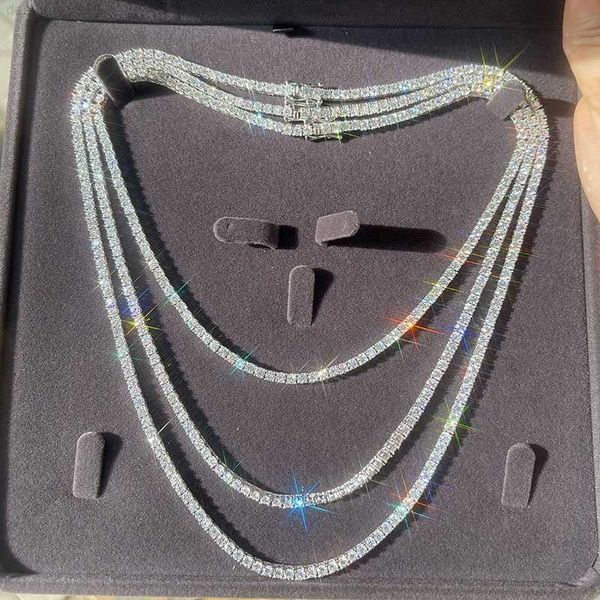 

fresh item hip hop bling 925 sterling silver 3mm 4mm flawless d color lab diamond moissanite tennis chain