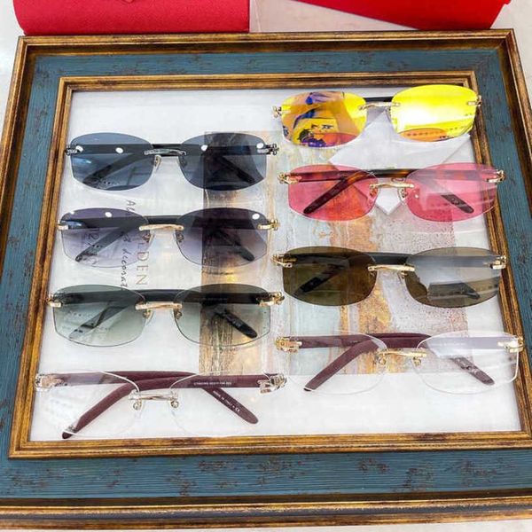 

luxury designer sunglasses 20% off frameless artistic square ins same wooden leg net red ct0031, White;black