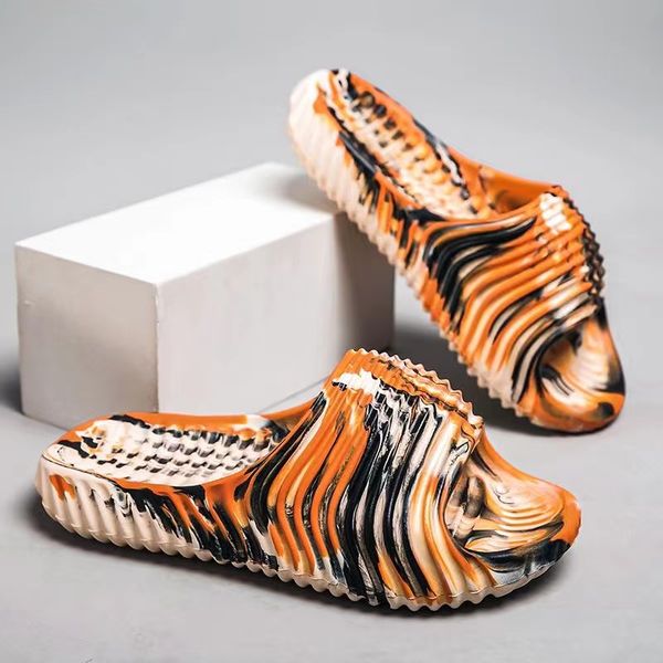 

thick bottom sandals designer slippers beach shoes summer anti-slip wearable ultra-light home striped pattern anti-odor, Black