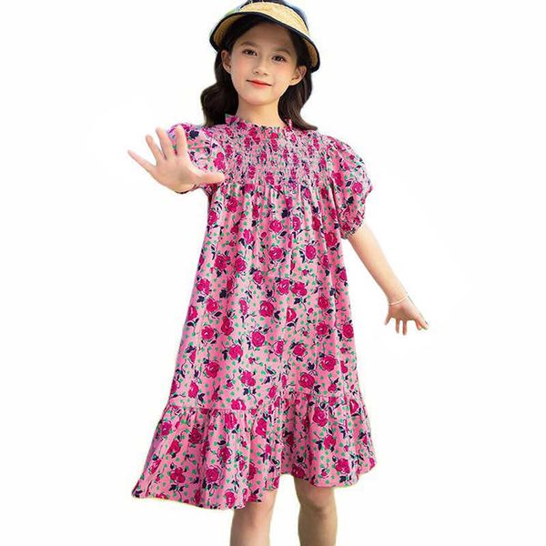 

girl's dresses summer dress for girl rose floral dress for kids girl summer children dresses casual clothes for girls p230327, Red;yellow