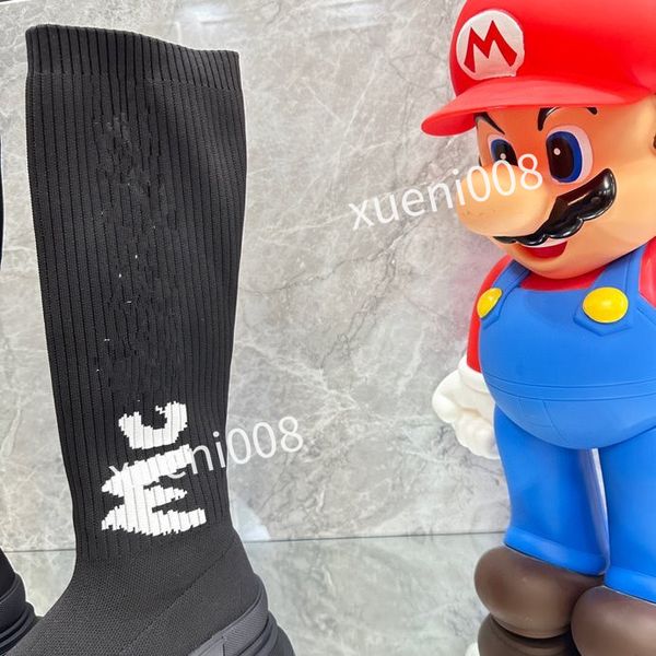 

new autumn winter socks flat long boots fashion knitted elastic boot designer alphabetic lady letter thick platform women shoes large2023, Red;white
